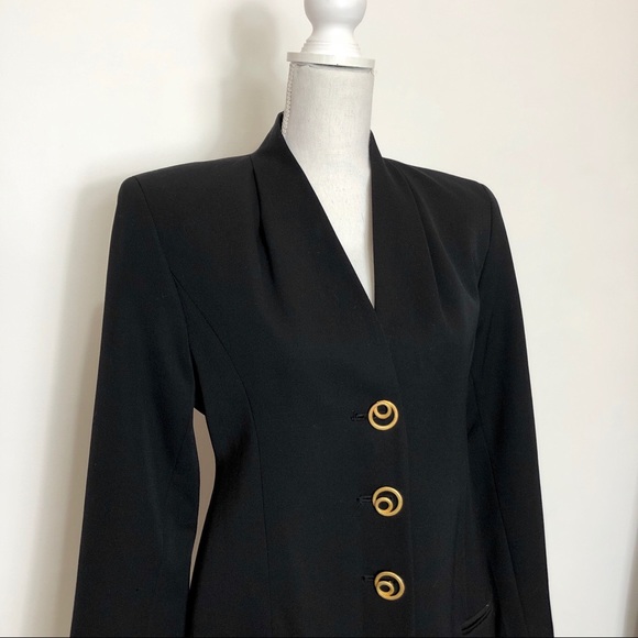 Tahari Classics Wool Long Length Black Blazer - Picture 6 of 8